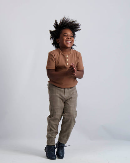 Gingerbread Ribbed Button Top