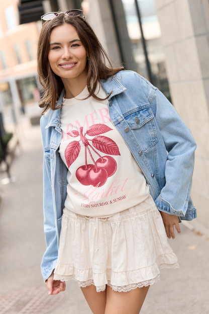 Farmers Market Cherries Ivory Graphic Tee
