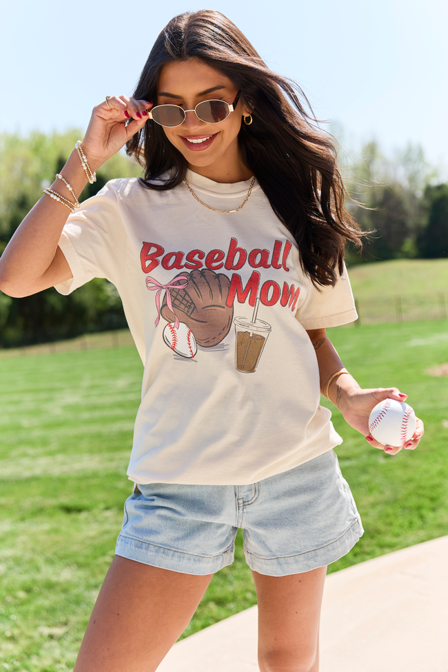 Baseball Mom Ivory Graphic Tee
