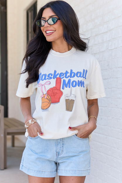 Basketball Mom Ivory Graphic Tee