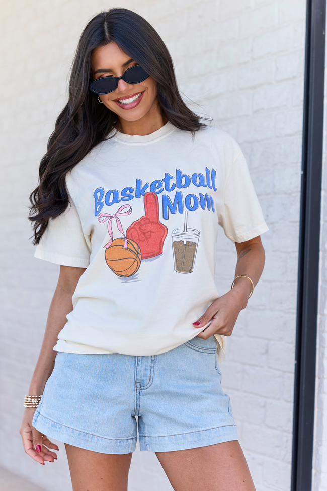 Basketball Mom Ivory Graphic Tee