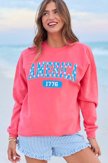 America Star 1776 Light Red Graphic Sweatshirt