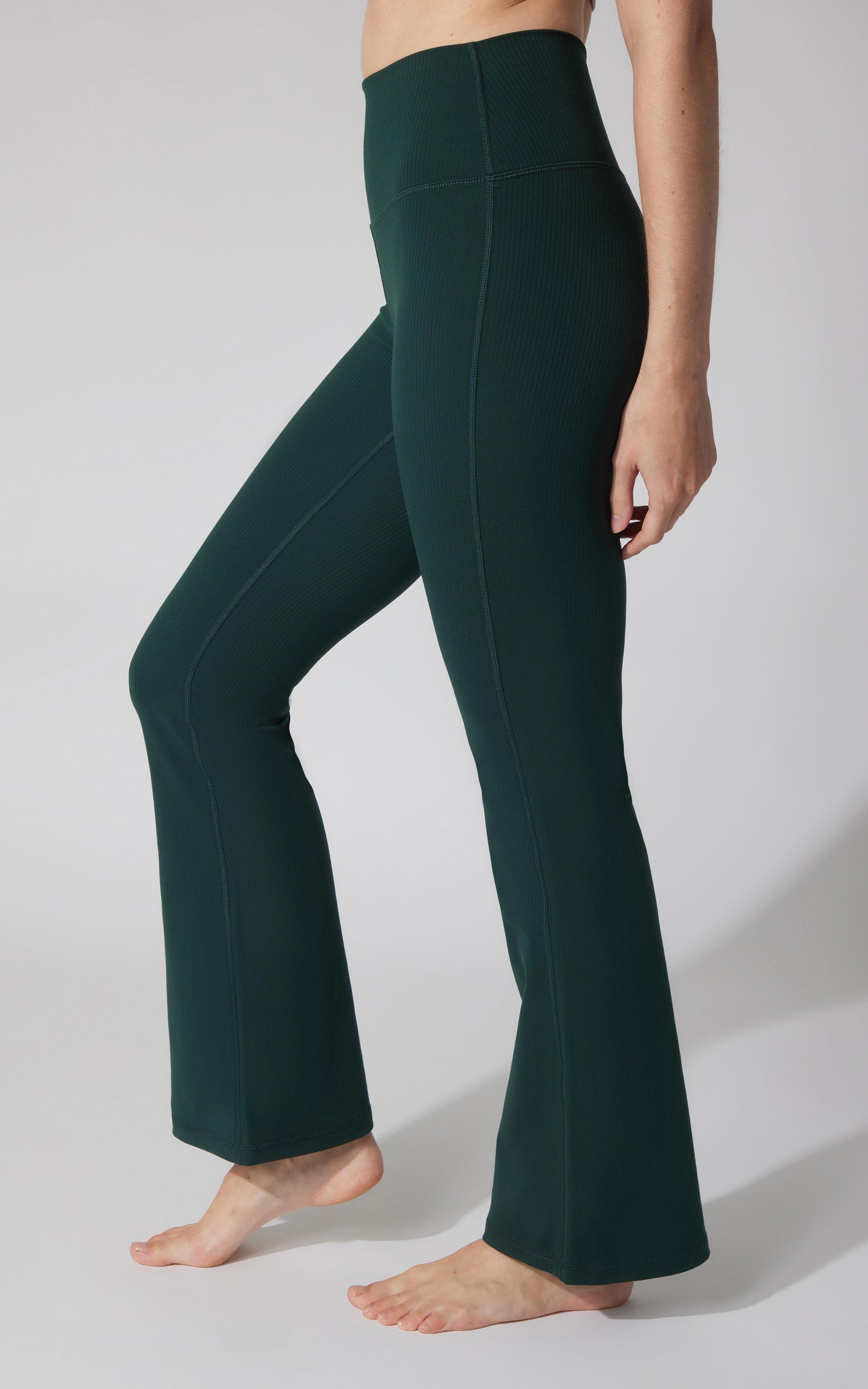 90 Degree by Reflex Felix Ribbed Elastic Free Waist 7/8 Flare Leg Pant