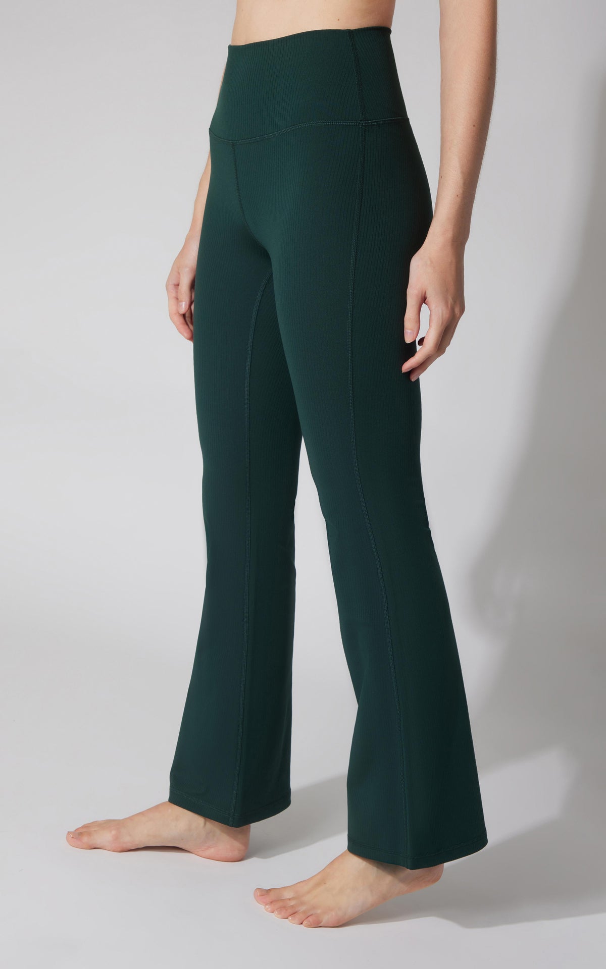 90 Degree by Reflex Felix Ribbed Elastic Free Waist 7/8 Flare Leg Pant