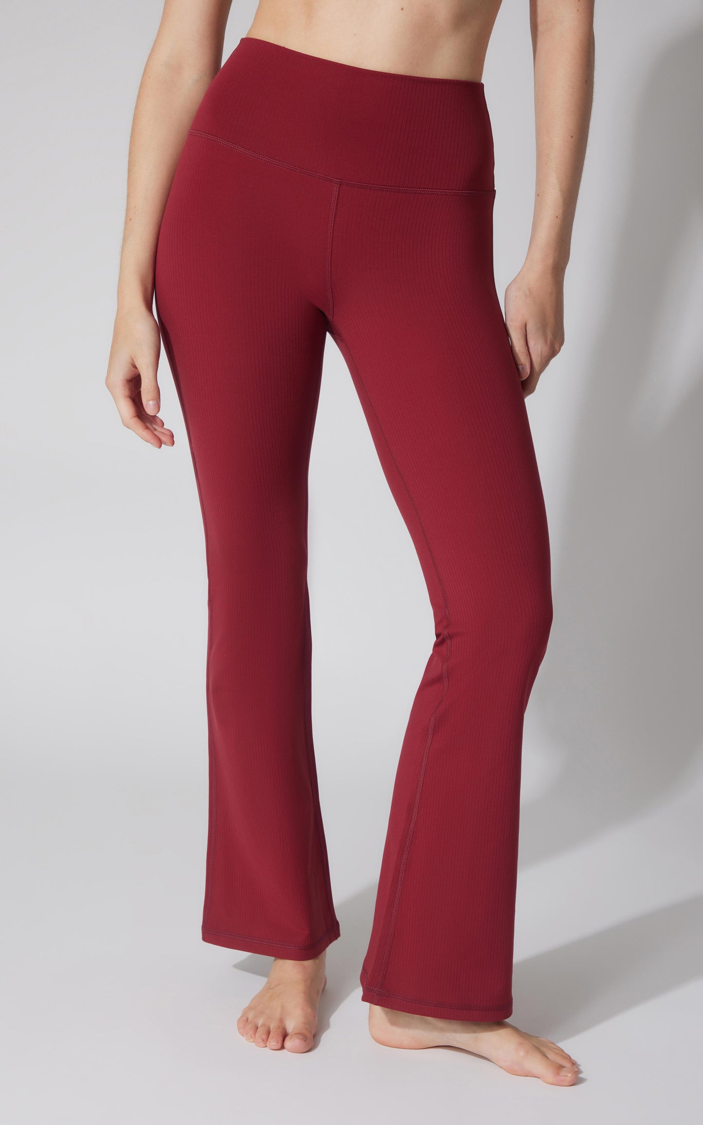90 Degree by Reflex Felix Ribbed Elastic Free Waist 7/8 Flare Leg Pant