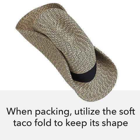 Wallaroo Victoria Fedora Packable Sun Hat - Black XL