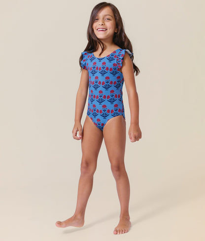 The Livie Girls One Piece - Eco Nylon - Blue Dandelion
