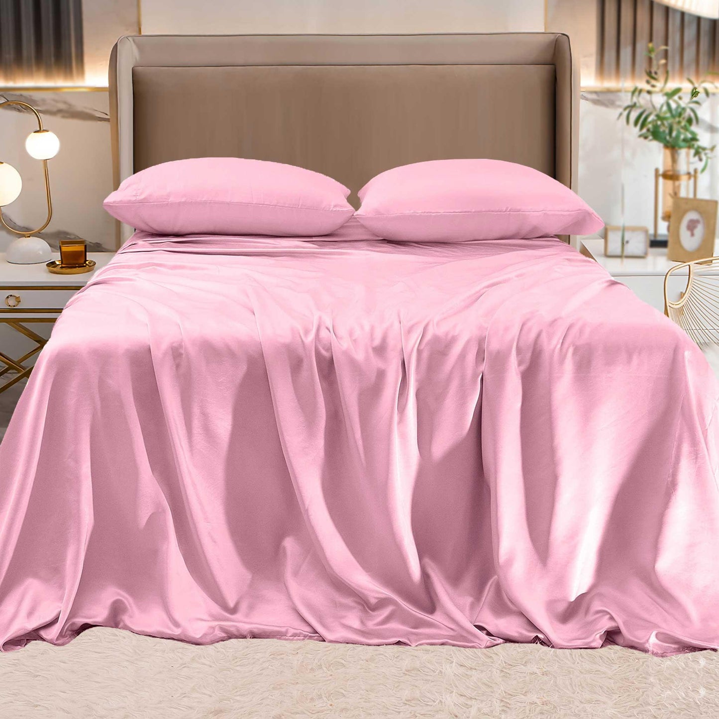 Elegant Comfort Fine 4-Piece Silky Satin Sheet Set, Bright Shades