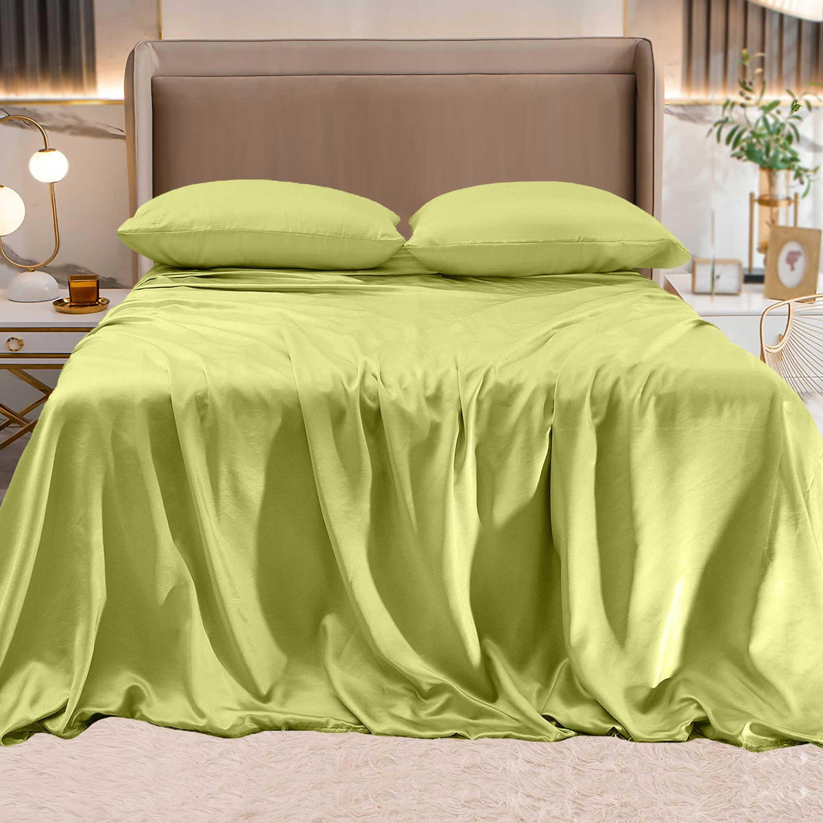 Elegant Comfort Fine 4-Piece Silky Satin Sheet Set, Bright Shades