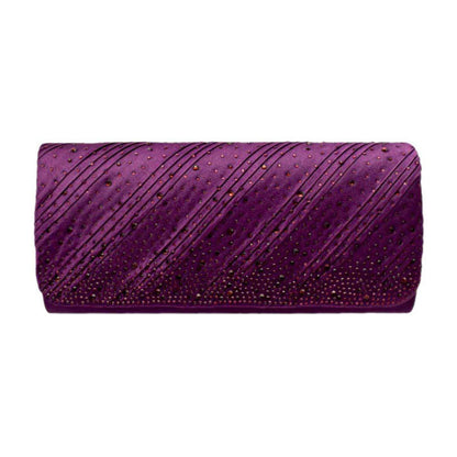 Diagonal Line Detailed Bling Evening Clutch Crossbody Bag