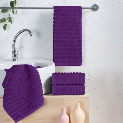 Elegant Comfort 4-Pack Premium Turkish Cotton Corduroy Stripe Hand Towel Set, 16 x 28 inch