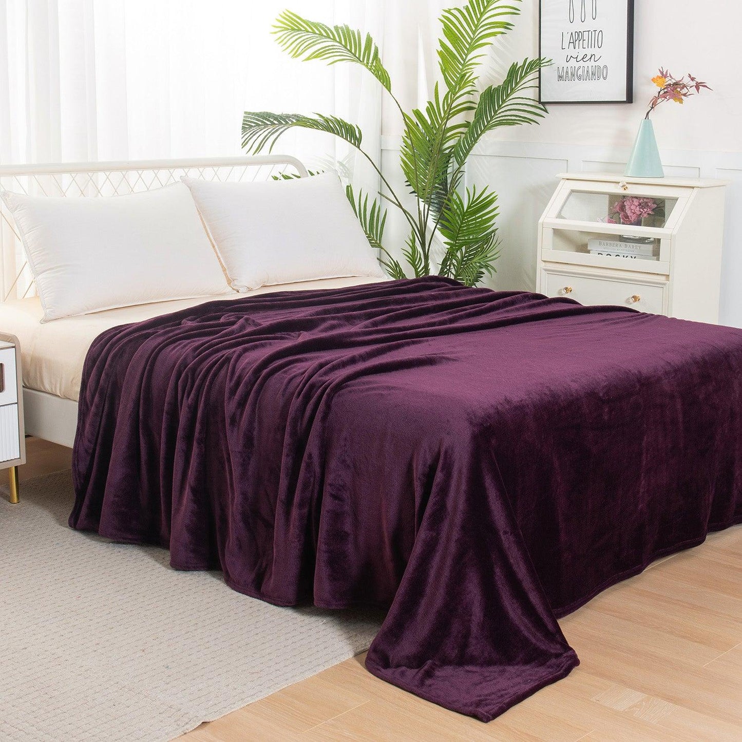 Elegant Comfort Velvet Plush Fleece Blanket Solid Color Design - Velour Blanket