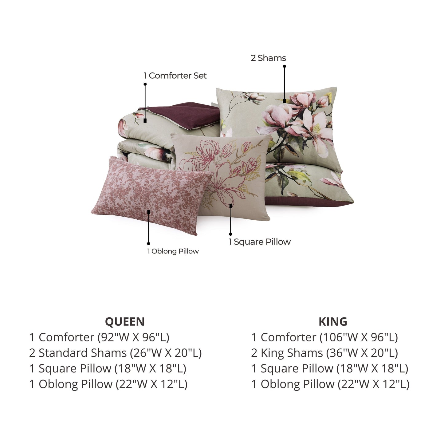 Bebejan Purple Lilies 5 Piece Reversible Comforter Set
