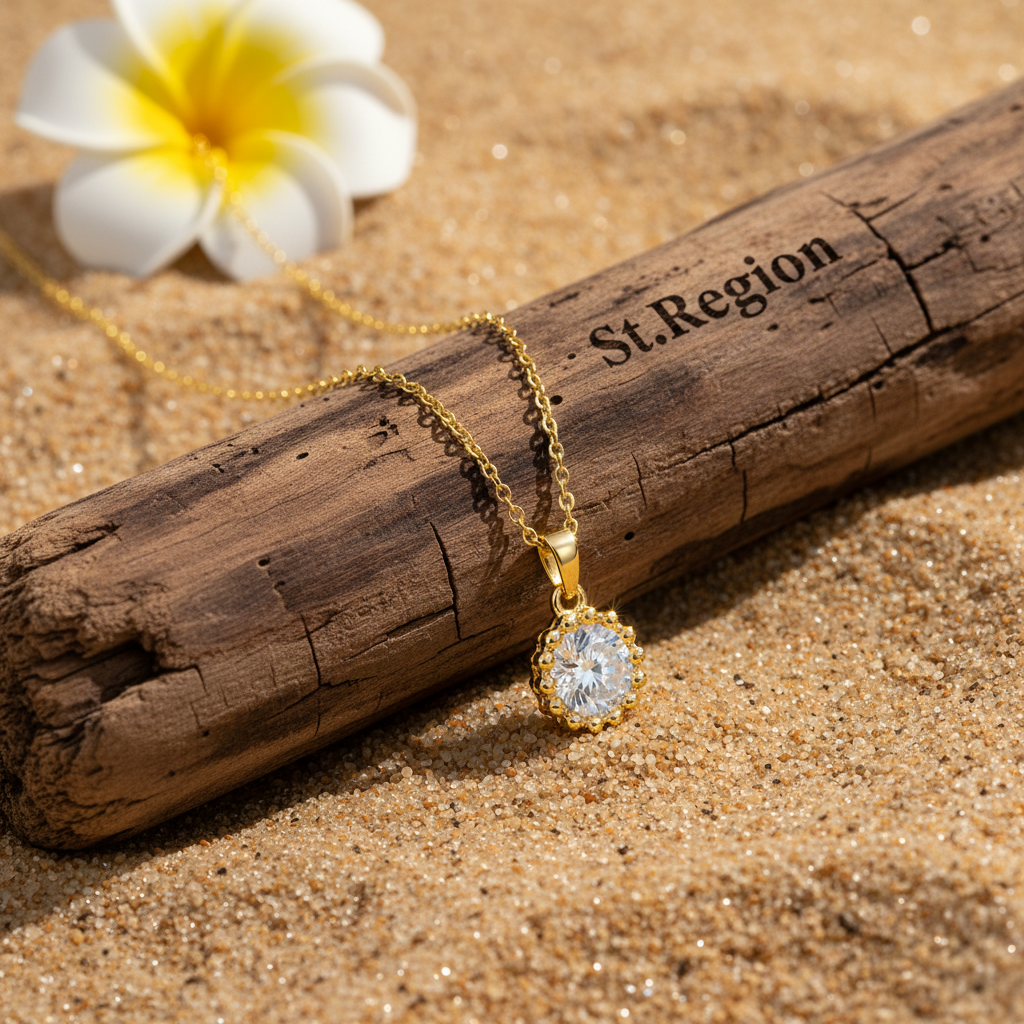 Crystal & Goldtone Round Bead Pendant Necklace