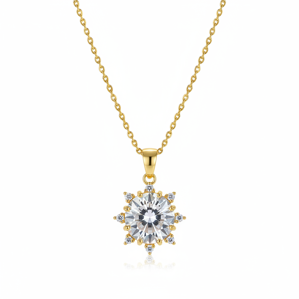 Crystal & Cubic Zirconia Sun Pendant Necklace