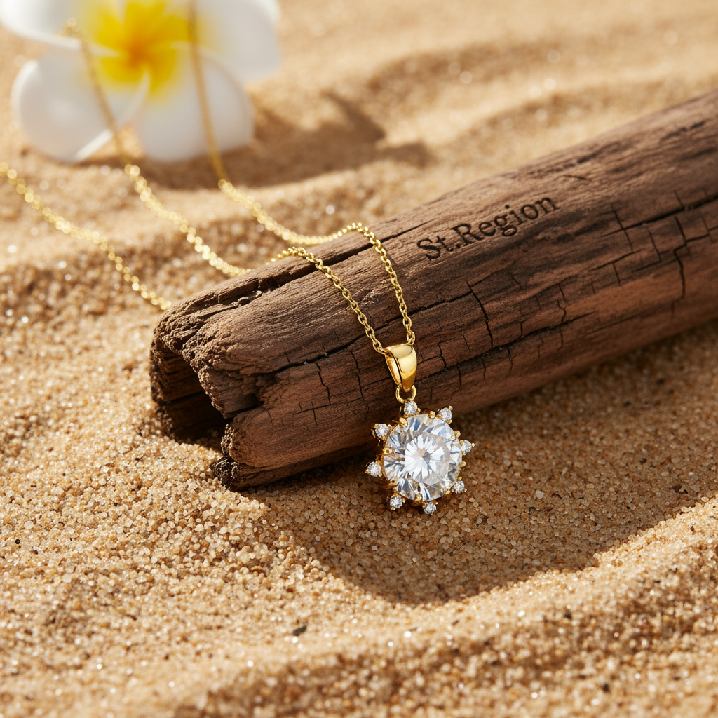 Crystal & Cubic Zirconia Sun Pendant Necklace
