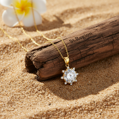 Crystal & Cubic Zirconia Sun Pendant Necklace