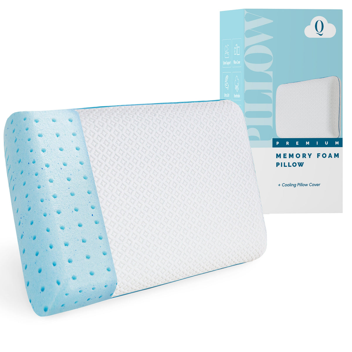 Elegant Comfort Cooling Memory Foam Pillow, Gel-Infused Filling