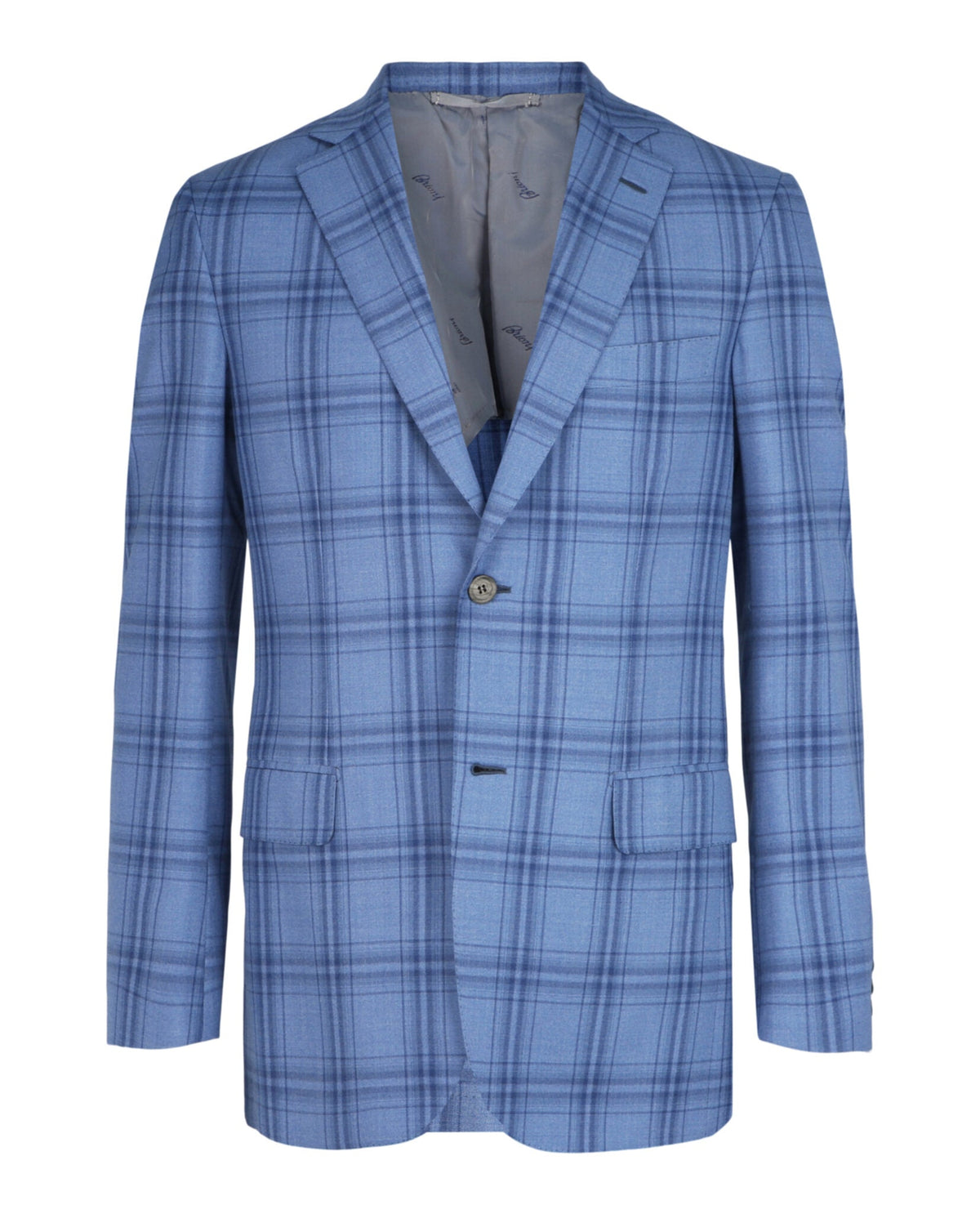 Brioni Wool Plaid Single-Breasted Blazer