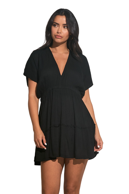 Elan Ruffle Bottom Mini Dress - Black - FINAL SALE