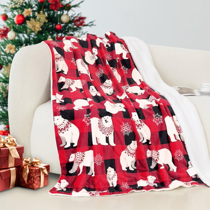 Elegant Comfort Christmas Sherpa Throw with Flannel Fleece - 50 x 60 inches