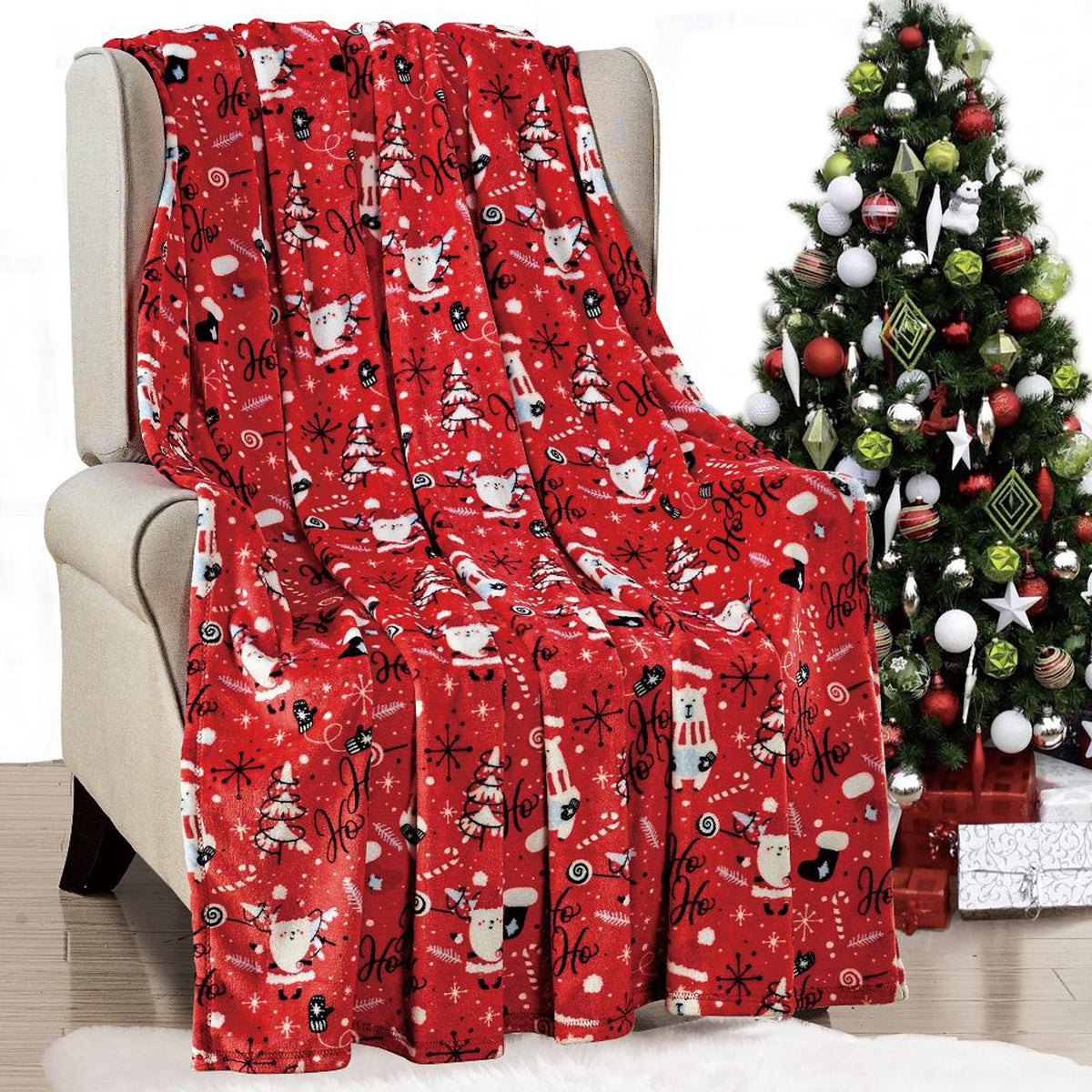 Elegant Comfort 50" x 60" Holiday Velvet Plush Blanket Throw - 50 x 60 inches