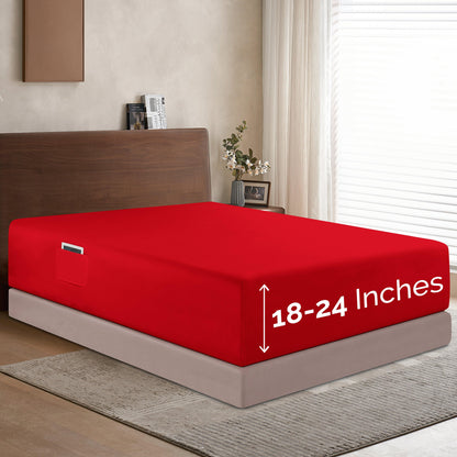Elegant Comfort Extra Deep Pocket 18"-24" Single Fitted Sheet for High Mattress, Bright Shades