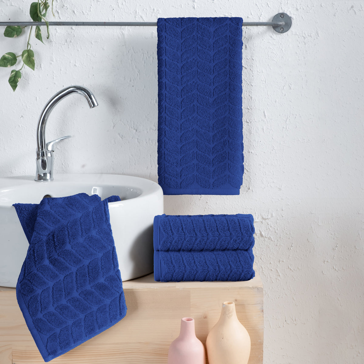 Elegant Comfort 4-Pack Premium Turkish Cotton Braided Hand Towel Set, 16 x 28 inch