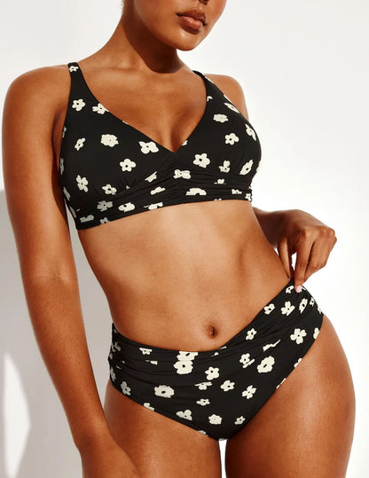 Ruched Deep V Bikini Top - Last Call