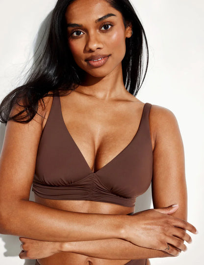 Ruched Deep V Bikini Top - Last Call