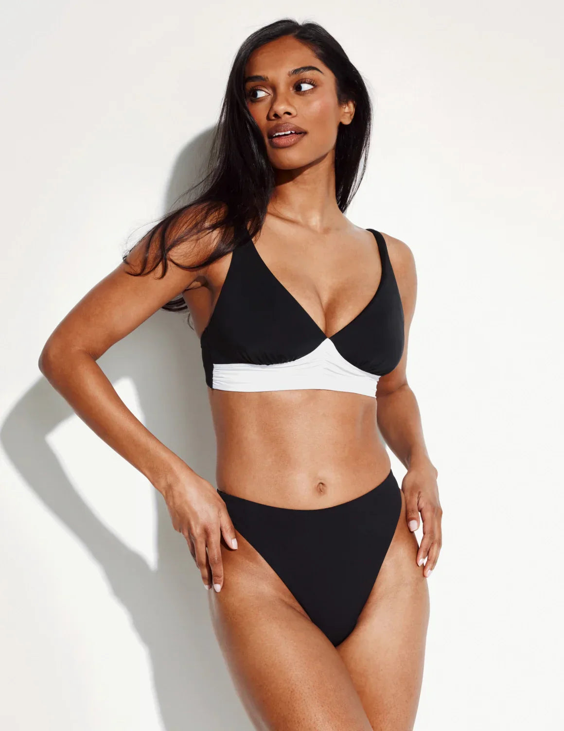 Ruched Deep V Bikini Top