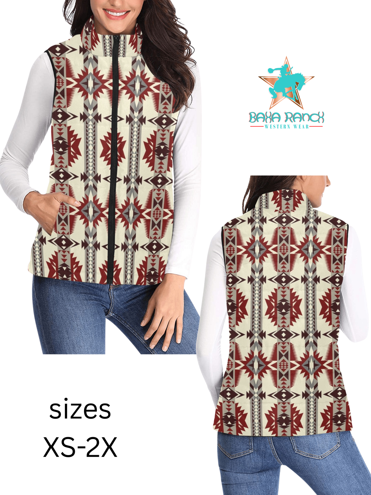 Baha Ranch Bold Aztec Puffy Vest