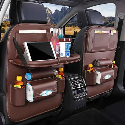 Car Back Seat Organizer Storage Bag with Foldable Table Tray Tablet Holder Tissue Box Auto Back Seat Bag Protector Accessories
