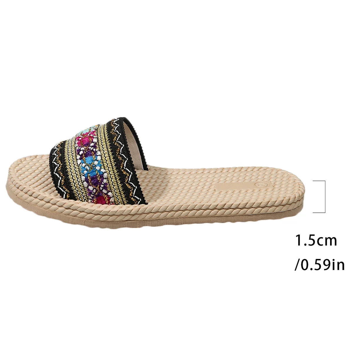 2026 New Summer Women Slippers Beach Fashion Sandals Ethnic Style Round Toe Casual Comfortable Flat Slippers Women Big Size 43