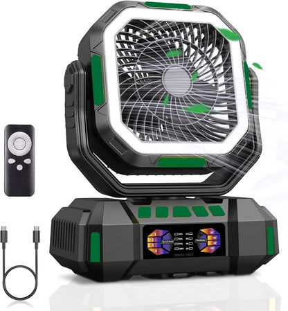 40000mAh Rechargeable Camping Fan with LED Light & Remote