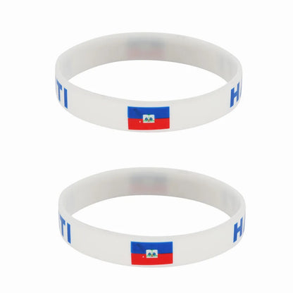 2pcs Haiti Flag Silicone Bracelets Sport Game Wristband National Flags Wrist Strap for Men Women Rubber Band Fashion Accessories