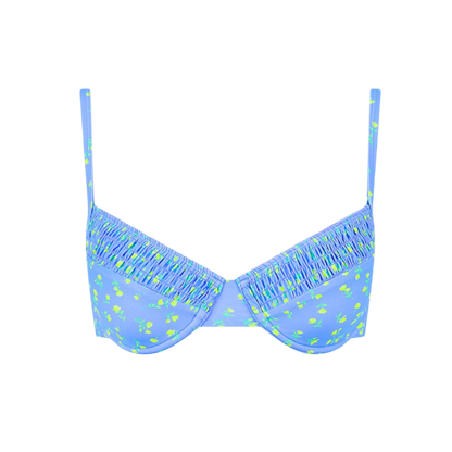 Kulani Kinis Shirred Ditzy Underwire Bra Bikini Top - Lemon Bloom - FINAL SALE