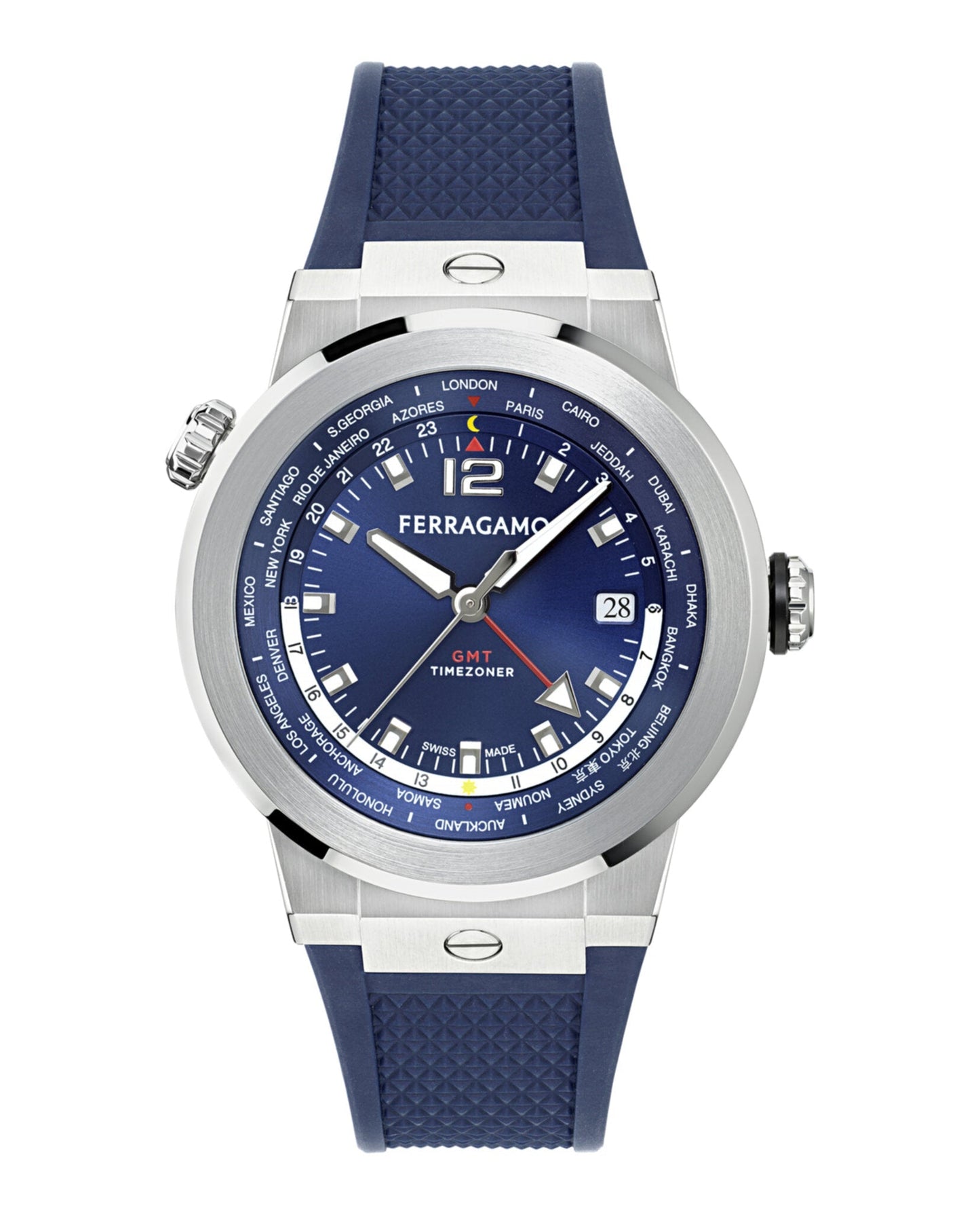 Ferragamo F-80 GMT Worldtime Silicone Watch