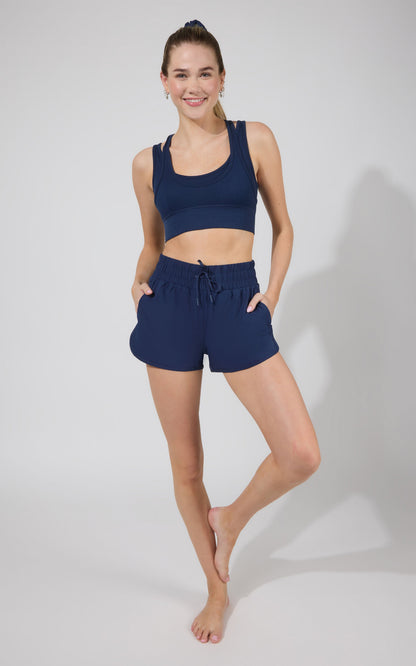 90 Degree by Reflex Seamless Double Layer Bra & Running Short w Scrunchie