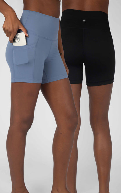 90 Degree by Reflex 2 PK Lux 5" One Classic and One Pocketed Shorts