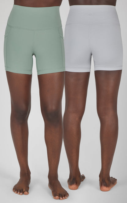 90 Degree by Reflex 2 PK Lux 5" One Classic and One Pocketed Shorts