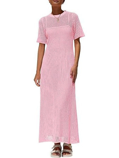 Women's Crochet Eyelet Cover-Up Maxi Dress