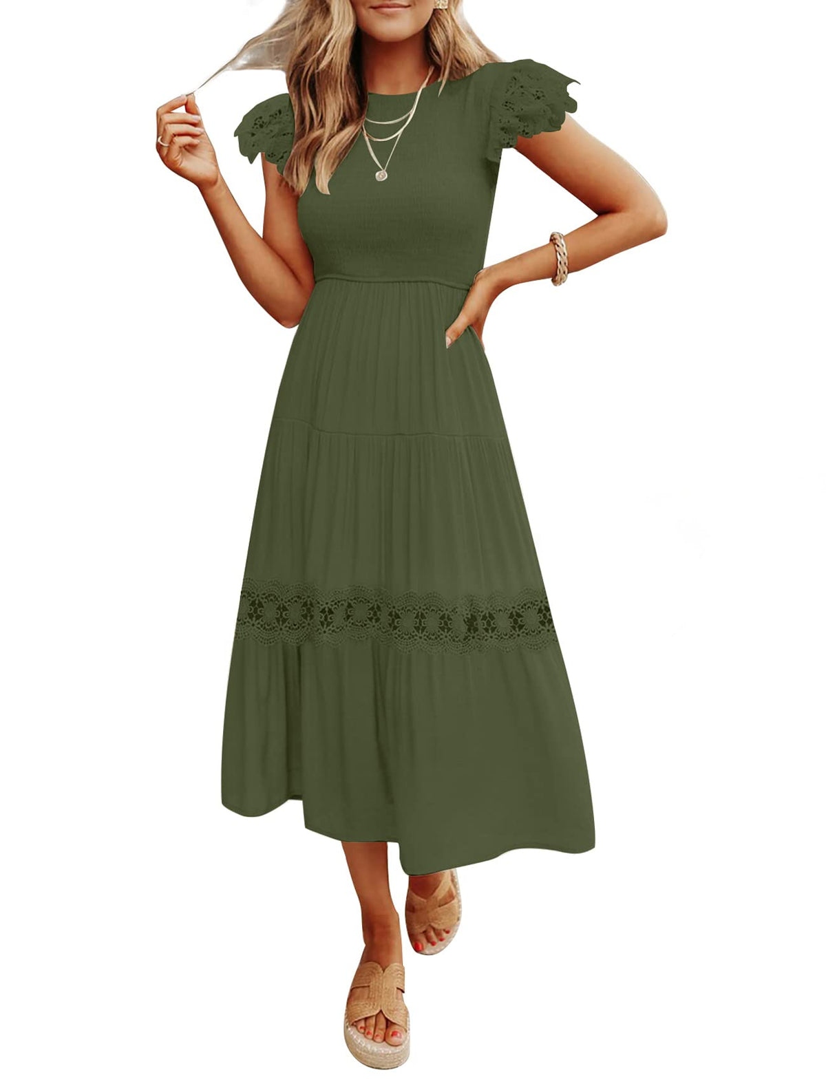 Women's Summer Casual Flutter Short Midi Dress