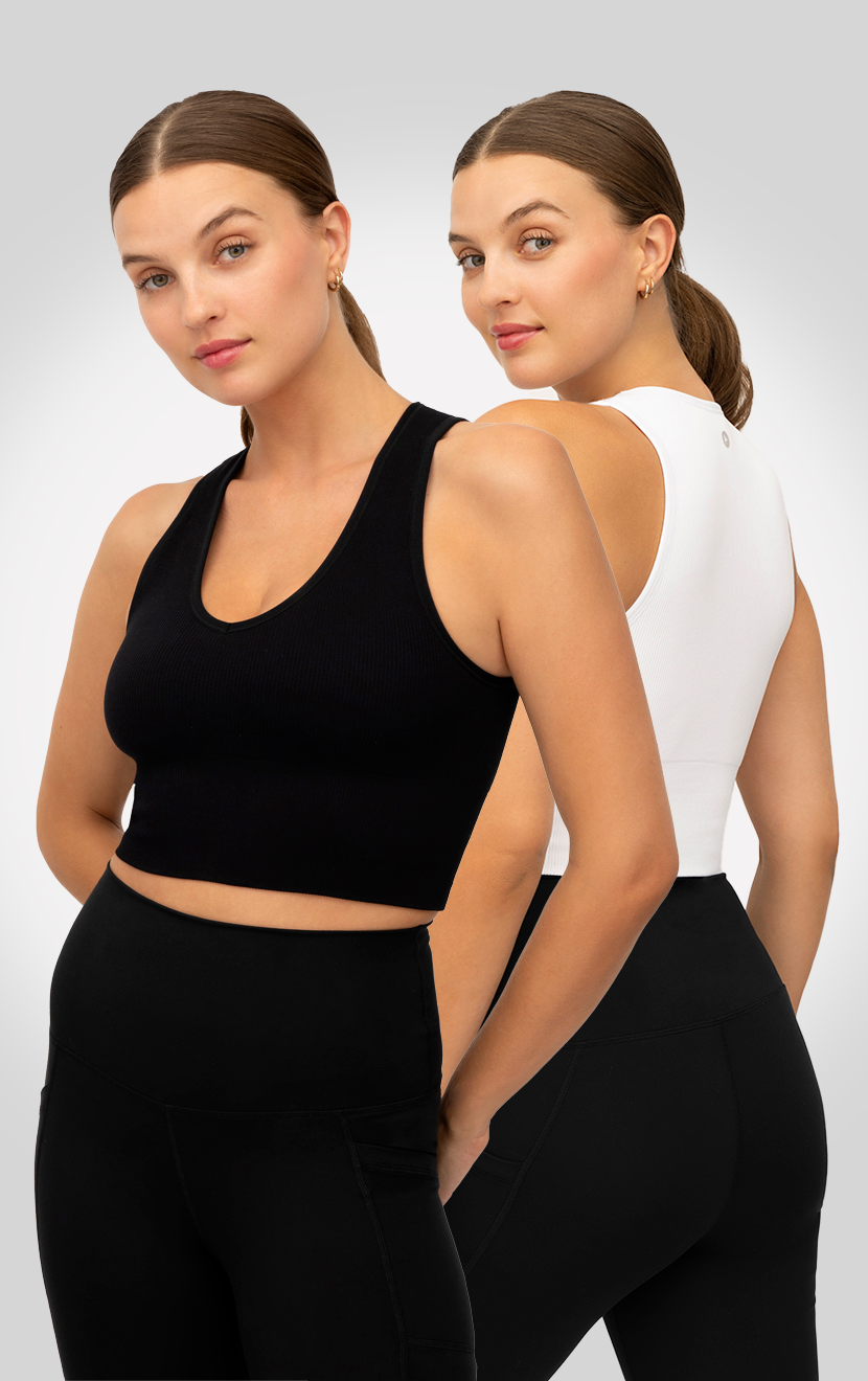 90 Degree by Reflex 2 PK Ribbed V-Neck Tank Top