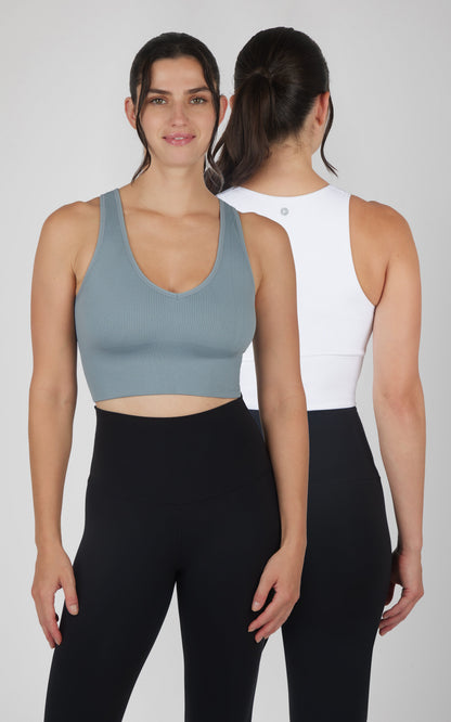 90 Degree by Reflex 2 PK Ribbed V-Neck Tank Top