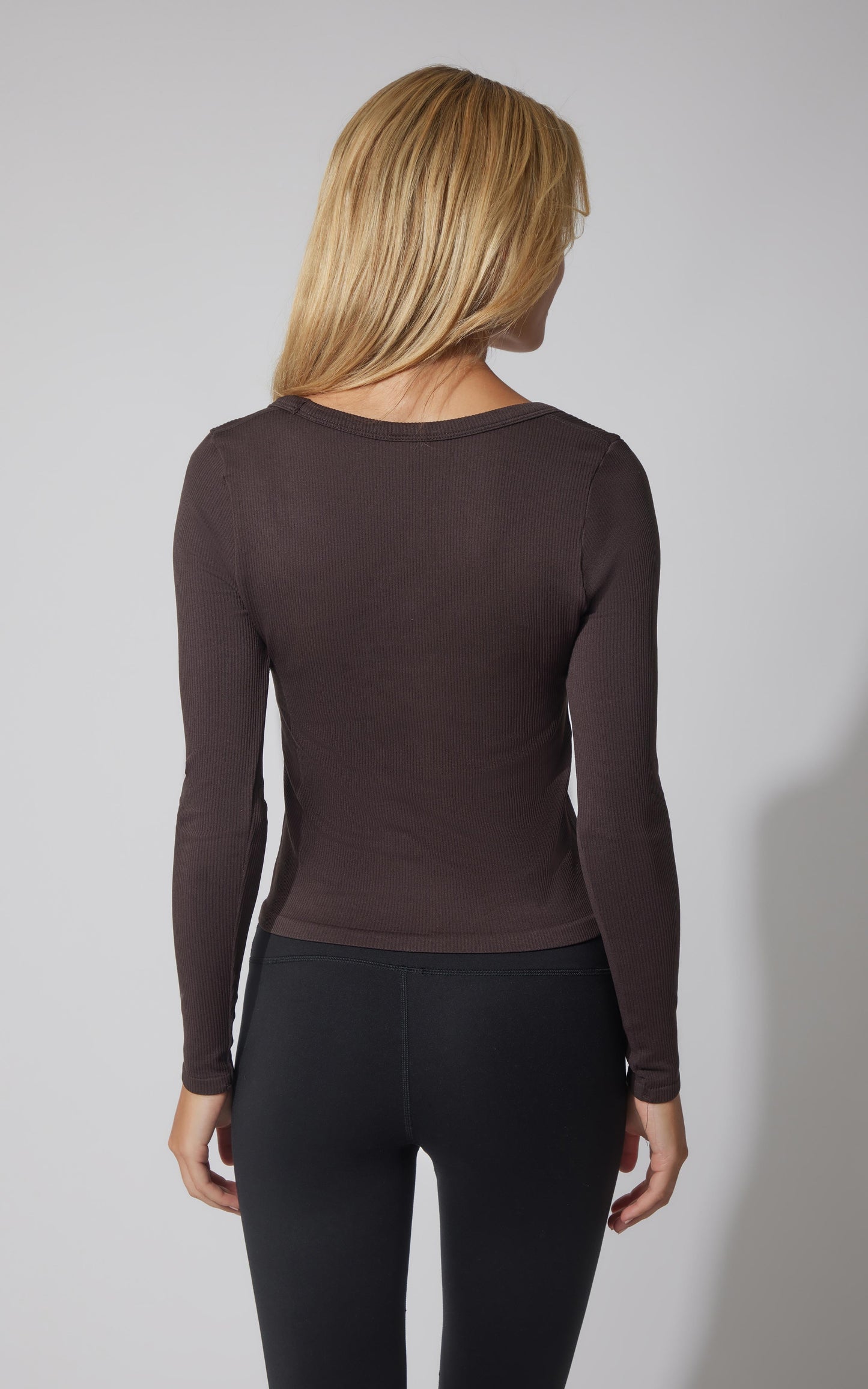 90 Degree by Reflex 3 PK Ribbed Seamless Crew Neck, Scoop Neck and Square Neck Long Sleeve Top