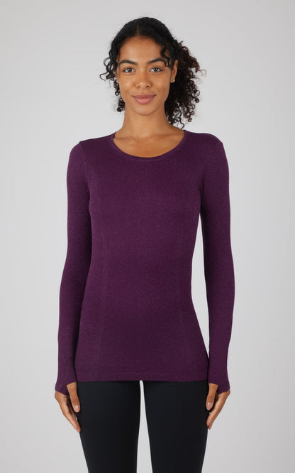 90 Degree by Reflex Lurex Seamless Long Sleeve Performance Shirt