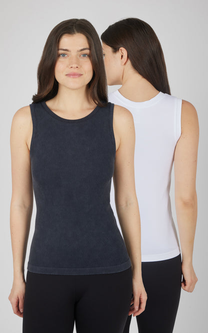 90 Degree by Reflex 2 PK Stonewash Ribbed Seamless Tank