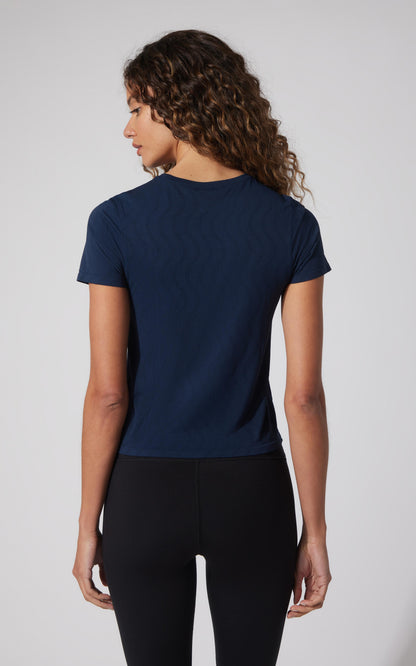 90 Degree by Reflex Seamless Crew Neck Patterned Short Sleeve Top
