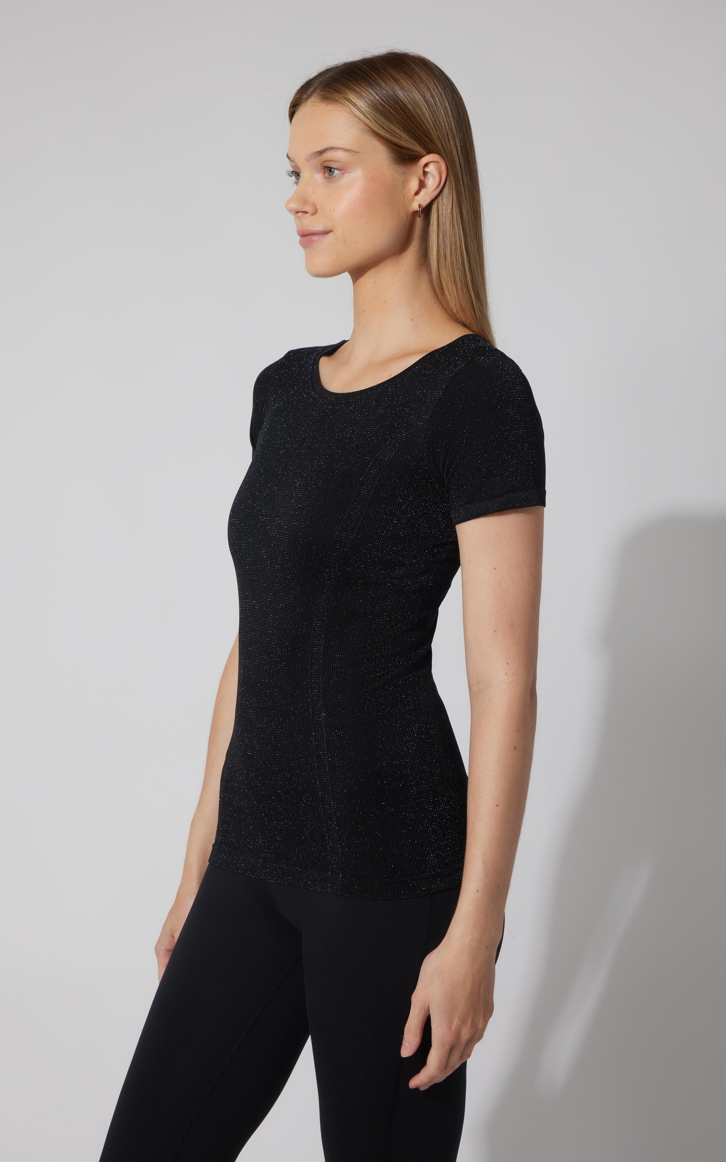 90 Degree by Reflex Lurex Seamless Short Sleeve Active Shirt